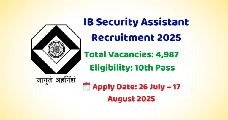 IB Security Assistant Bharti 2025